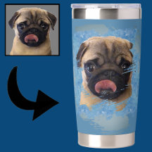 Cinza Azul Grunge Única Pug Puppy Cão Puppy Foto p