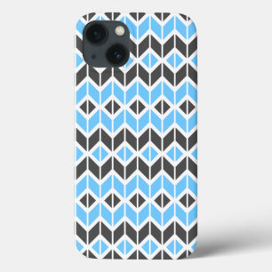 Cinza Azul Moderno Herringbone Geométrico
