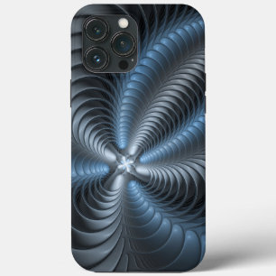 Cinza Azul Plástico Arte Fractal 3D Abstrato