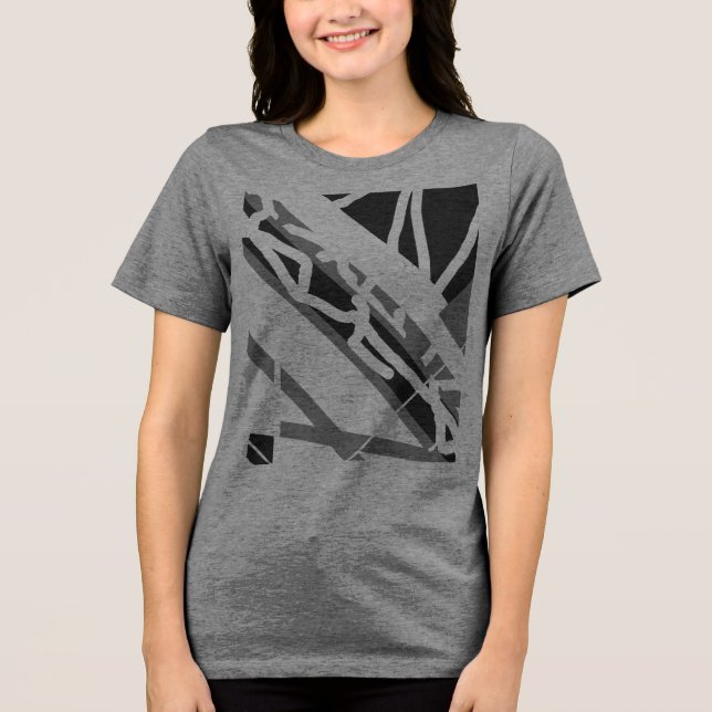 Cinza Black Diagonal Shapes Abstrato de Arte MCM (Frente)