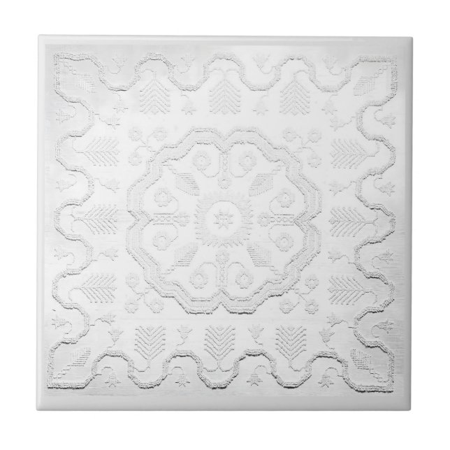 Cinza Boho e Padrão de Flor Alivio Branco Faux (Frente)