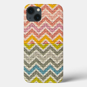 CINZA BRANCA AMARELA AZUL MOSAIC CHEVRONS