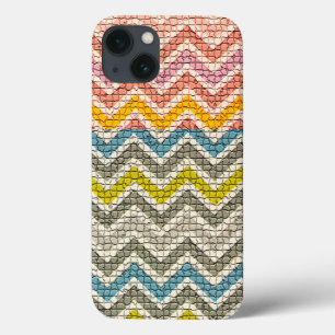 CINZA BRANCA AMARELA AZUL MOSAIC CHEVRONS