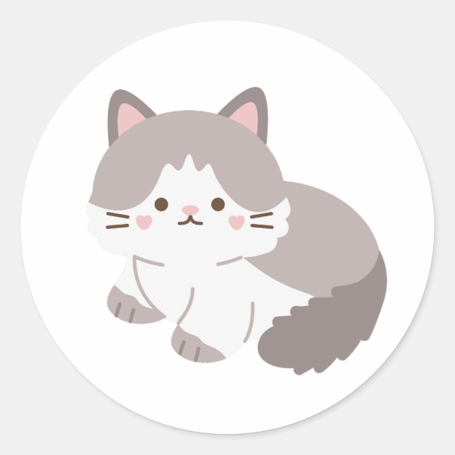 Cinza branca e adesivo branco de gato (Frente)