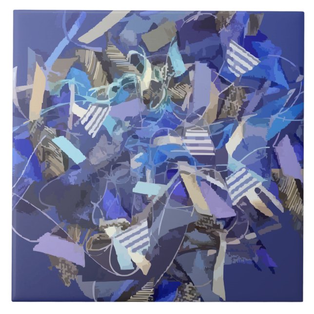 Cinza branca indigo azul faixas geométricas de abs (Frente)