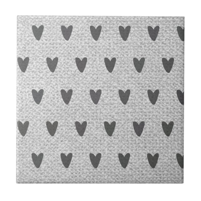 Cinza Burlap Whimsical Hearts Rustic Farmhouse (Frente)