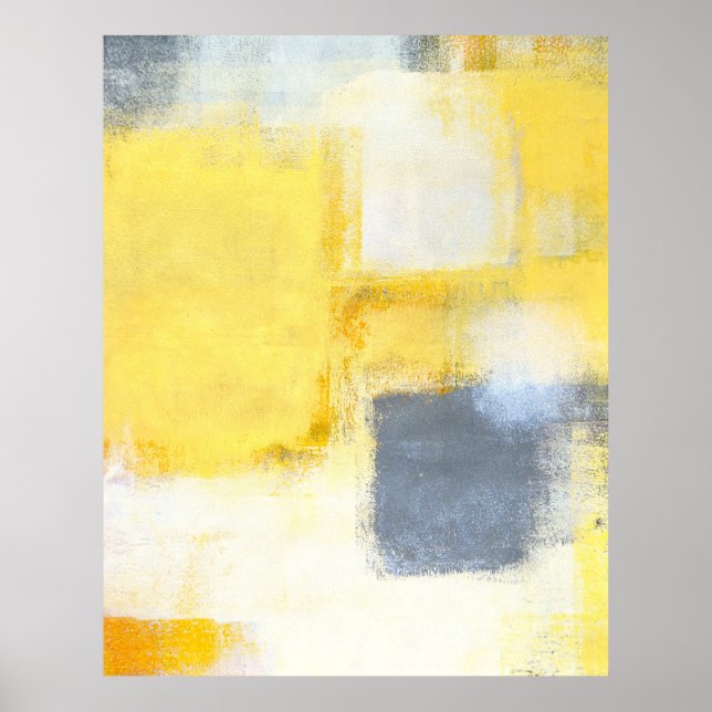 cinza 'Busted' e Poster Abstrato amarelo (Frente)
