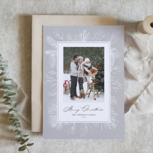 Cinza Cartões de foto de Natal Frame Botânico da V