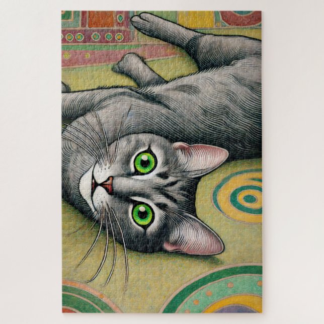 Cinza Cat 1000 Piece Quebra-cabeça (Vertical)