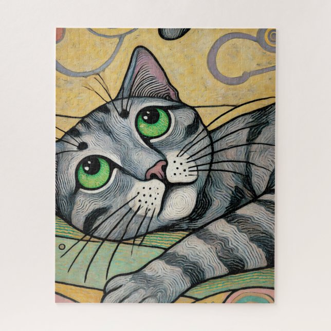 Cinza Cat 500 Piece Quebra-cabeça (Vertical)