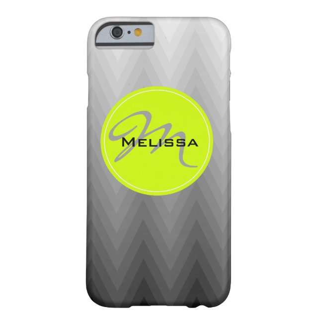 Cinza chevron ombre padrão Verde Monograma (Verso)