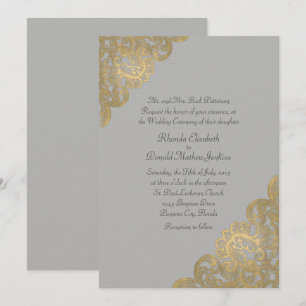 Cinza Chic e Convite para Casamento de Feltro Dour