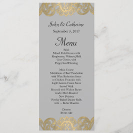 Cinza Chic e Menu Casamento Dourado