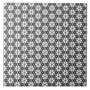 Cinza, Cobrir Floral Branco e Preto