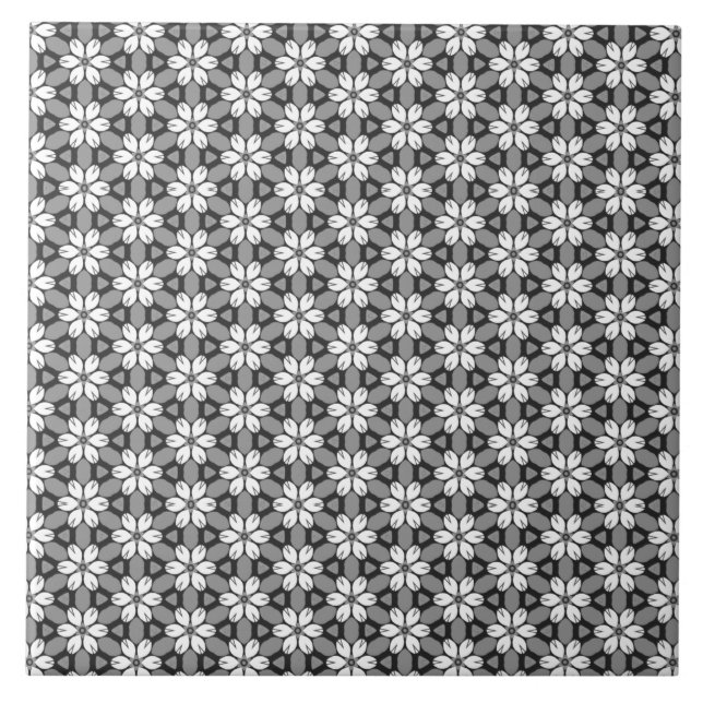 Cinza, Cobrir Floral Branco e Preto (Frente)