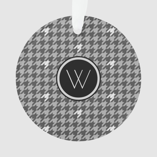Cinza com Ornamento Houndstooth de Destaque de Pra (Frente)