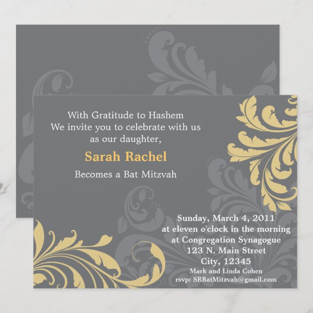 Cinza - Convite Amarelo (Frente/Verso)