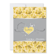 Cinza, Convite para Casamento de Rosas Amarelas 2