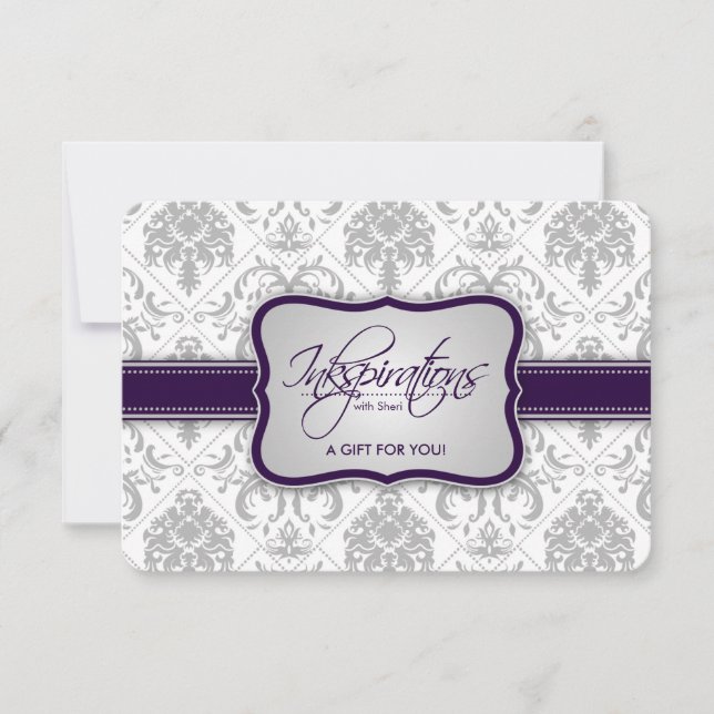 Cinza Damask and EggPlant Purple Gift Certificate (Frente)