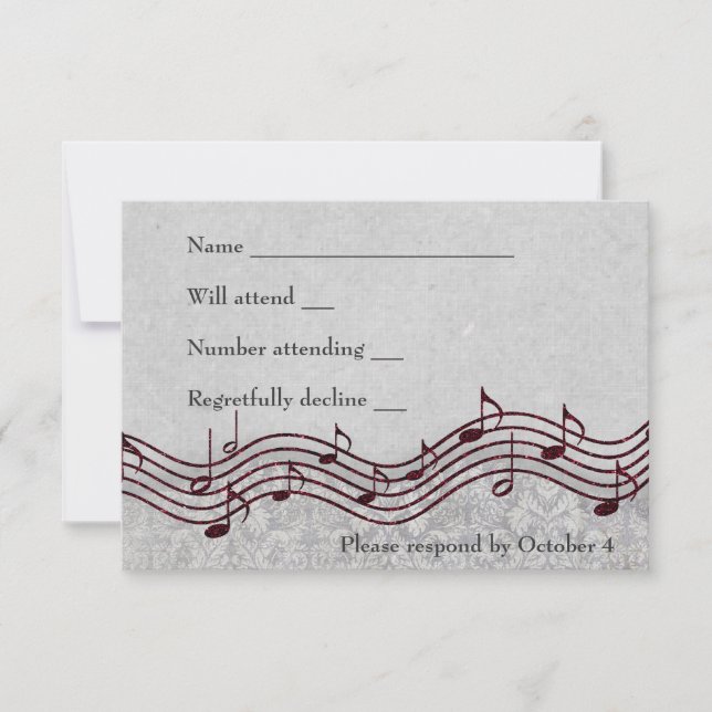 Cinza Damask Red Music RSVP (Frente)