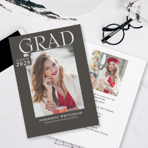 Cinza de Anúncio de Graduação de Fotos Moderna