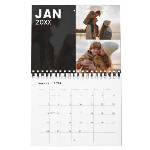 Cinza de Calendário de Fotos da Família Moderna