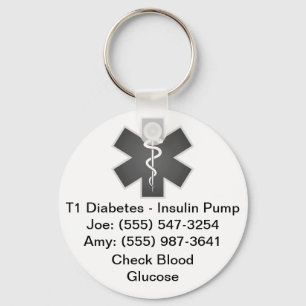 Cinza de Chaveiro de Alerta Médico Personalizado