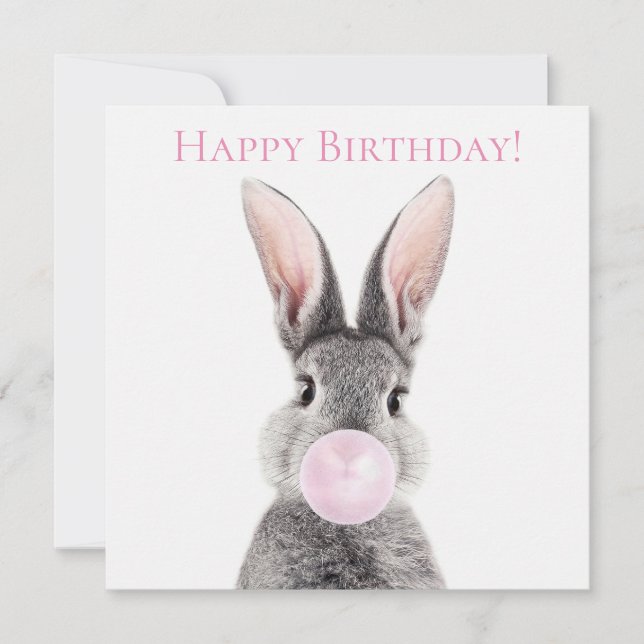 Cinza de coelho soprando pastilha elástica rosa (Frente)