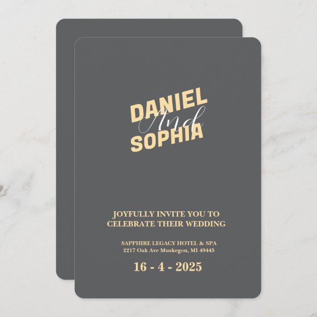 Cinza de convite para casamento (Frente/Verso)