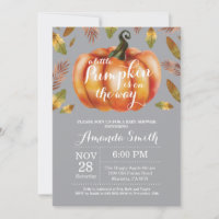 Cinza De Convite Para Chás de fraldas De Abóbora