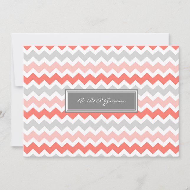 Cinza de Convites para Casamento Coral Chevron (Frente)