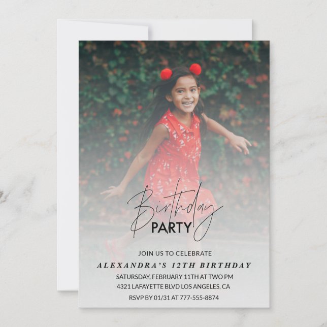 Cinza de Fotografias de 12 convite para Festa de a (Frente)