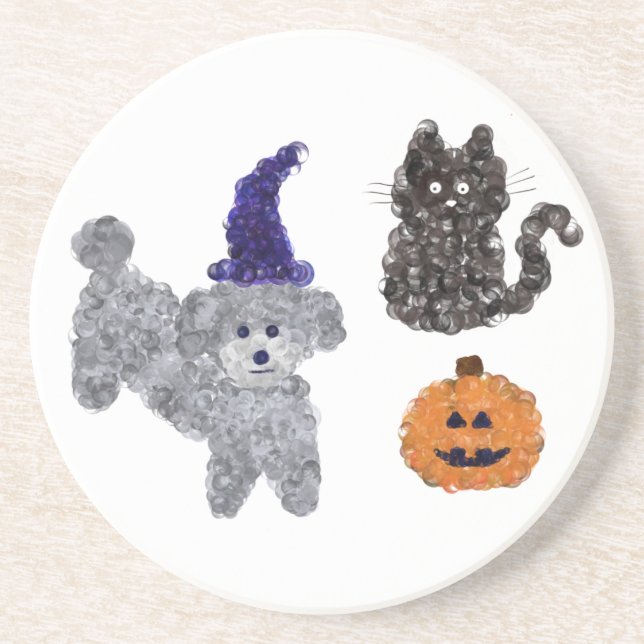 Cinza de Halloween Poodle nº 1 Porta copos (Frente)