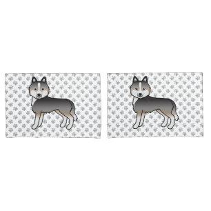 Cinza de Lobo-Luz Siberiana Husky Cartoon Cão e pa