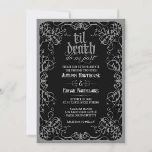 Cinza de Morte Gótica Convite para Casamento Negro