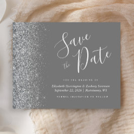 Cinza de Orçamento Silver Glitter Weding Data