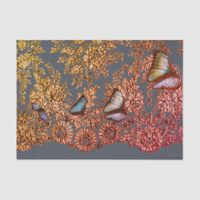 CINZA DE PAPEL DE TECIDO DE PADRÃO ANTIGO LACE (Frente )