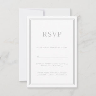 Cinza de Placa de Resposta RSVP de Minimalismo Mod