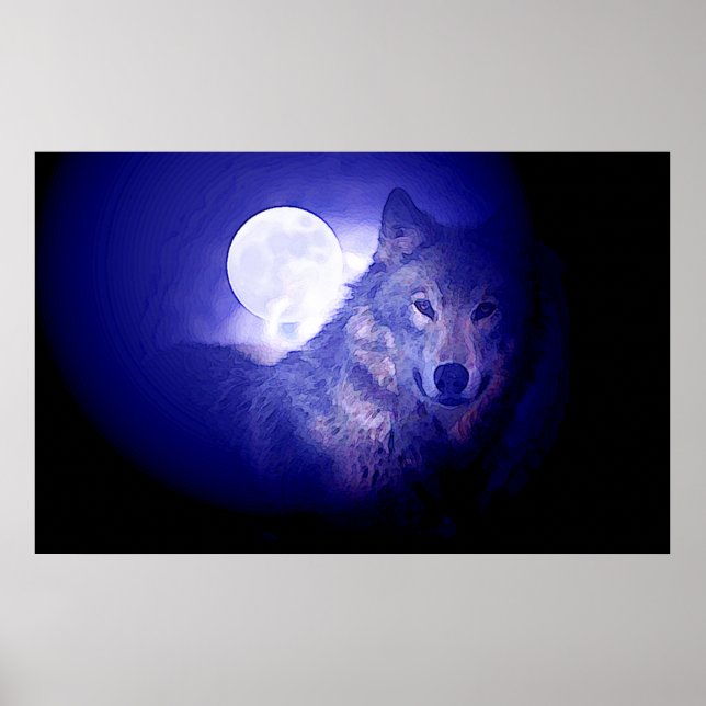 Cinza de Poster de Wolf & Moon - Lobos Noturnos Az (Frente)
