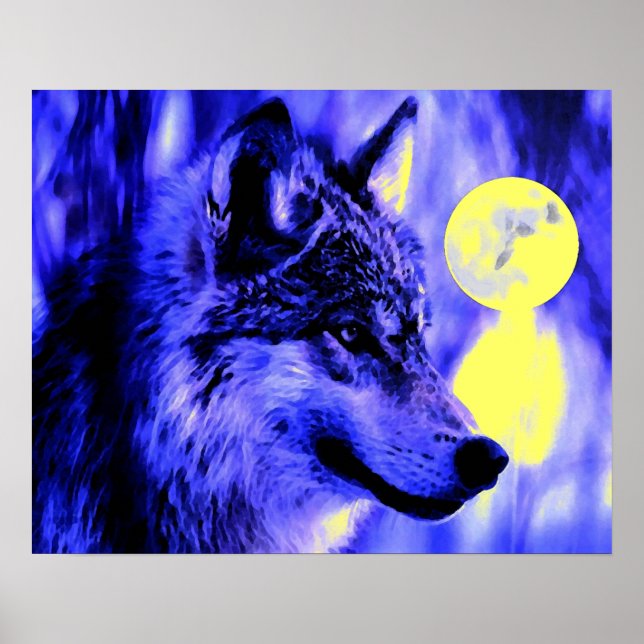 Cinza de Poster de Wolf & Moon - Lobos Noturnos Az (Frente)
