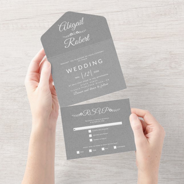 Cinza de tipografia branca moderna - casamento (Aba destacável)