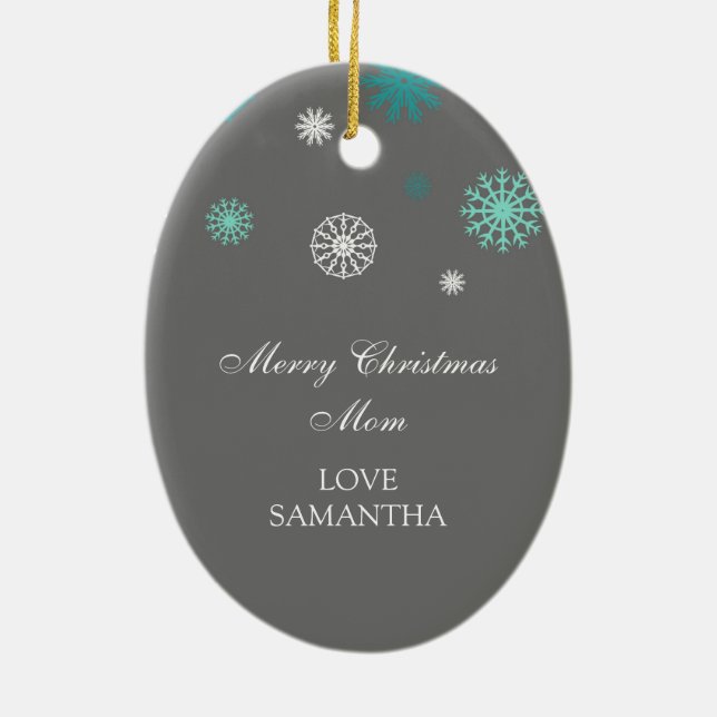 Cinza do Aqua do ornamento da mamã do Feliz Natal (Verso)