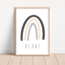 Cinza do Rainbow Name Nursery Decor Poster