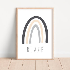Cinza do Rainbow Name Nursery Decor Poster