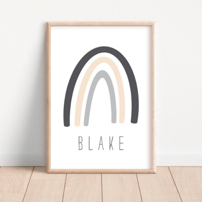 Cinza do Rainbow Name Nursery Decor Poster (Criador carregado)