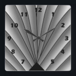 Cinza do ventilador Art Deco - Relógio de Parede<br><div class="desc">Design de deco de relógio de parede que você pode personalizar com qualquer texto de sua escolha. Se precisar de ajuda para personalizar,  entre em contato conosco através do link desta página. Relógio de deco de arte.</div>