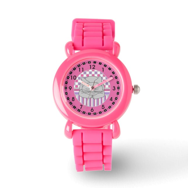 Cinza Dormindo Gato Oval Grande Relógio Padrão (Frente)