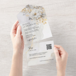 Cinza Dourada Elegante Lava Floral Dourada Código