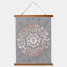 Cinza Dourada Floral Mandala