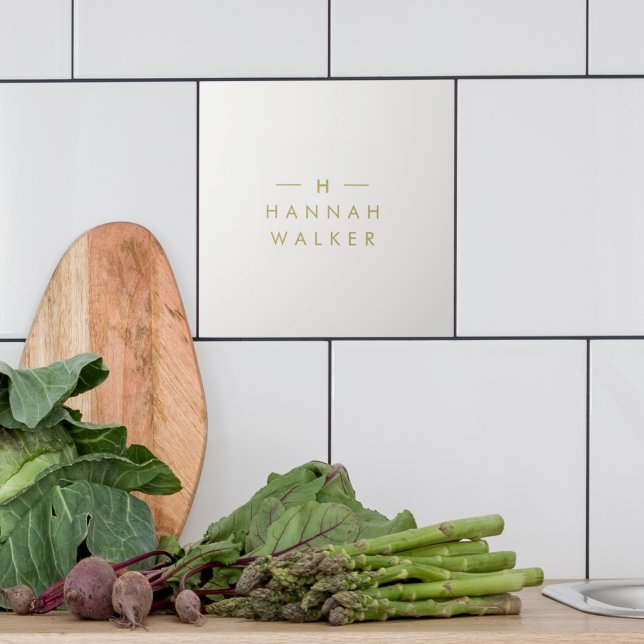 Cinza Dourada monograma | Moderno Elegante Minimal (Criador carregado)